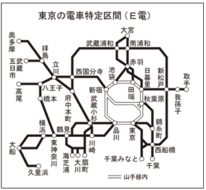 東京の電車特定区間の図です