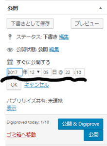 公開時間の設定画面